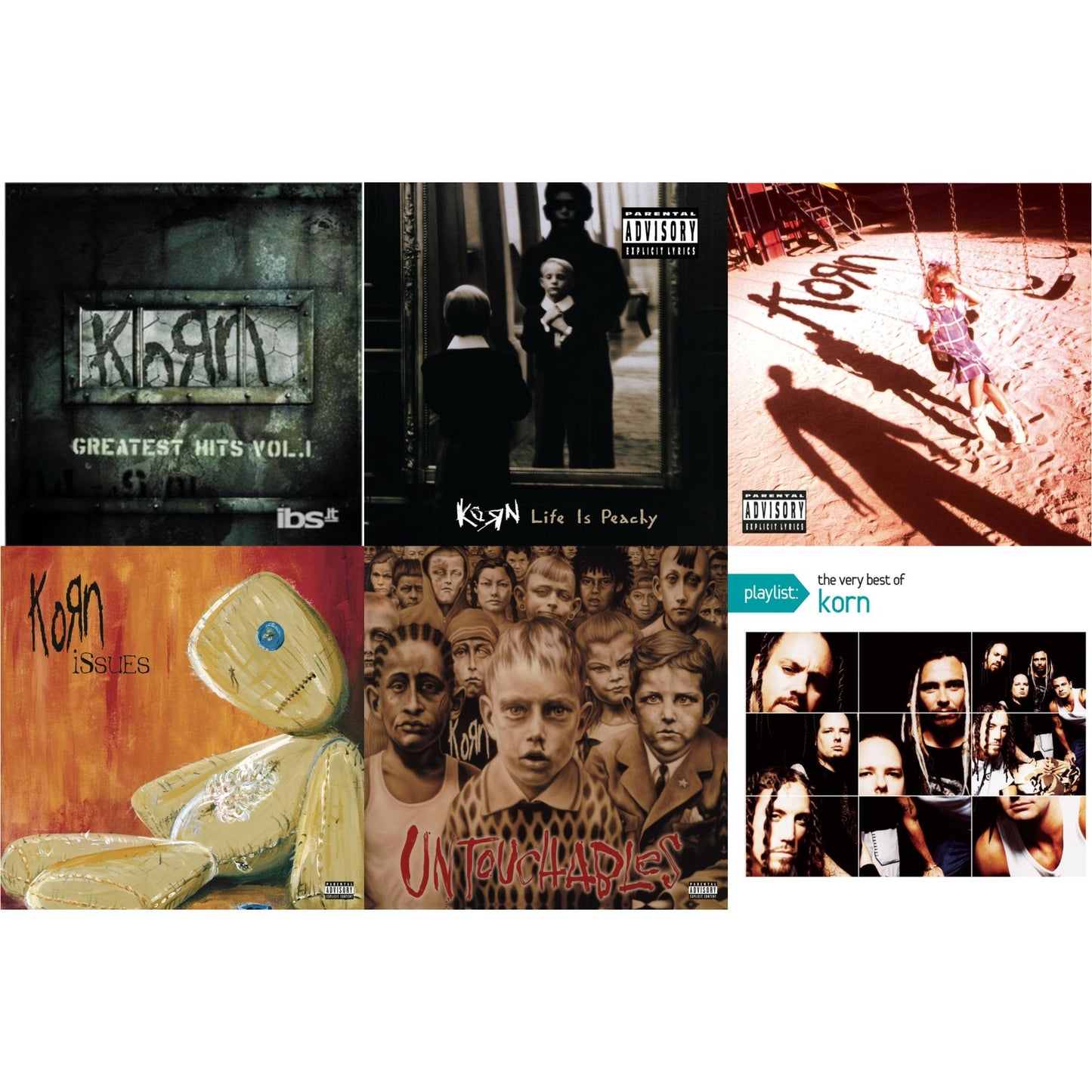Korn - Greatest Hits Vol.1 & Life Is Peachy & Korn (Explicit) & Issues (Explicit) & Untouchables & Playlist: Very Best Of Korn - CD Bundle
