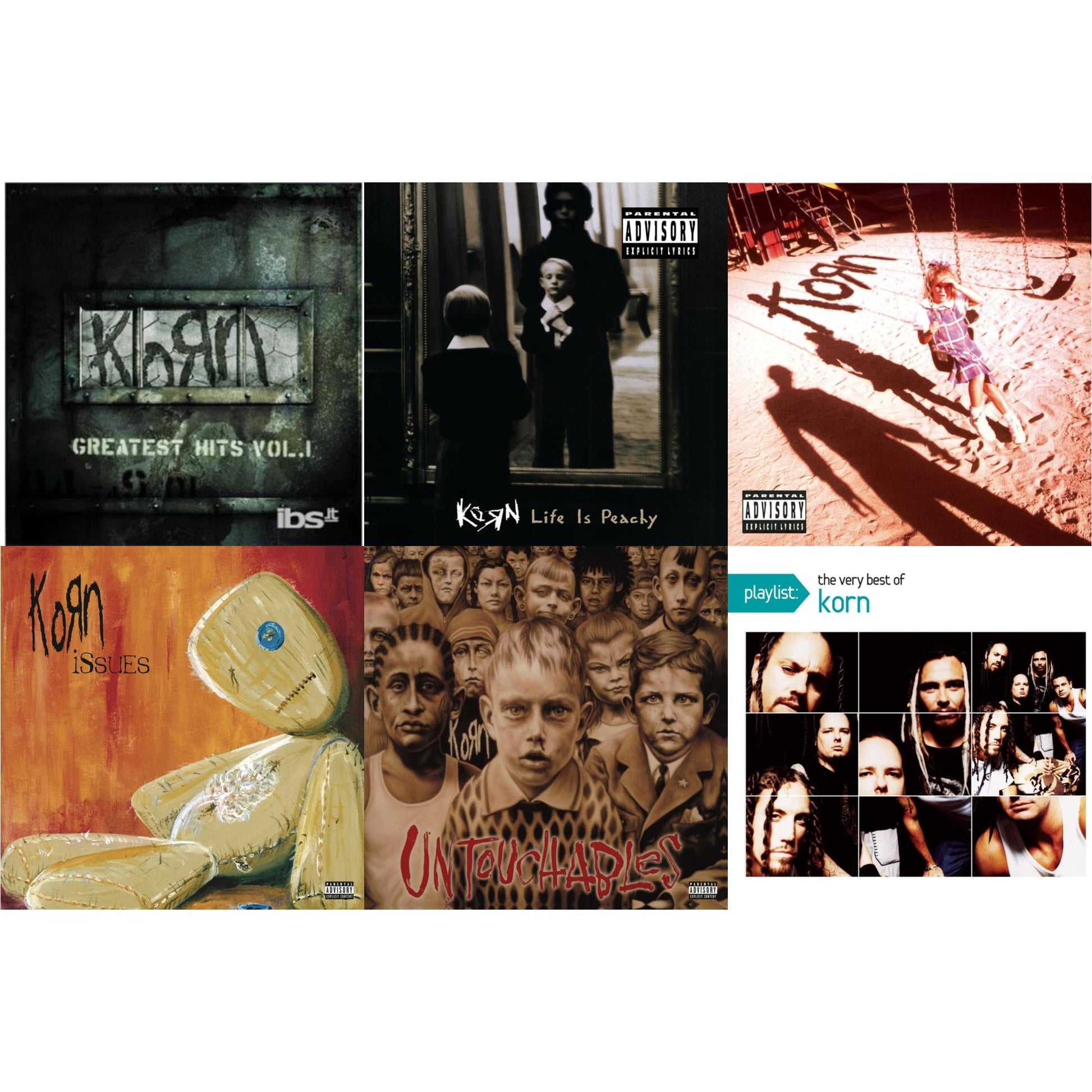 Korn - Greatest Hits Vol.1 & Life Is Peachy & Korn (Explicit) & Issues (Explicit) & Untouchables & Playlist: Very Best Of Korn - CD Bundle