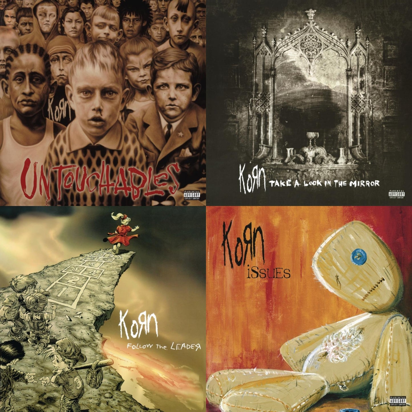 Korn - Issues (X) (2LP/140G) & Take A Look In The Mirror (2 LP) (140G) & Untouchables (X) (2LP/140G) & Follow The Leader (Pa) (2 LP/140G)
