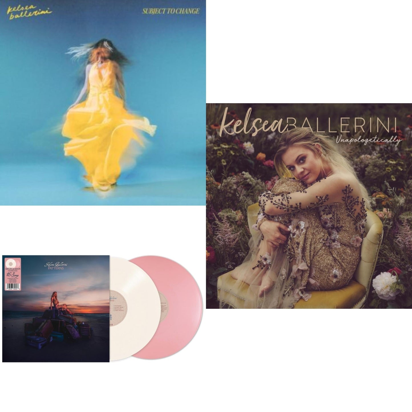 Kelsea Ballerini - Subject To Change (Yellow Vinyl/2LP) & Patterns (Saturn & Moon Vinyl/2LP)  & Unapologetically
