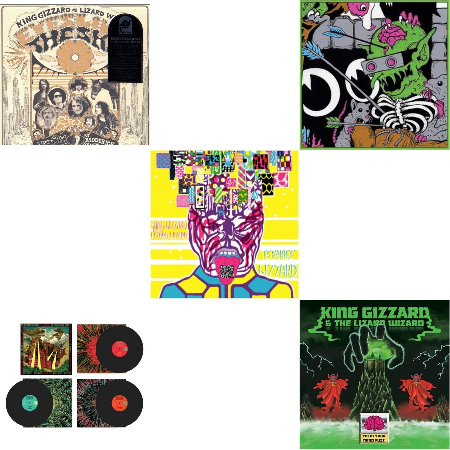 King Gizzard & The Lizard Wizard - Eyes Likes The Sky (Peach LP Vinyl) & Live In Adelaide '19 (Fuzz Club Official Bootleg) & Teenage Gizzard (Fuzz Club Official Bootleg) (Deluxe Edition) & Live In Brussels '19 (140G/3LP) & I'm In Your Mind Fuzz
