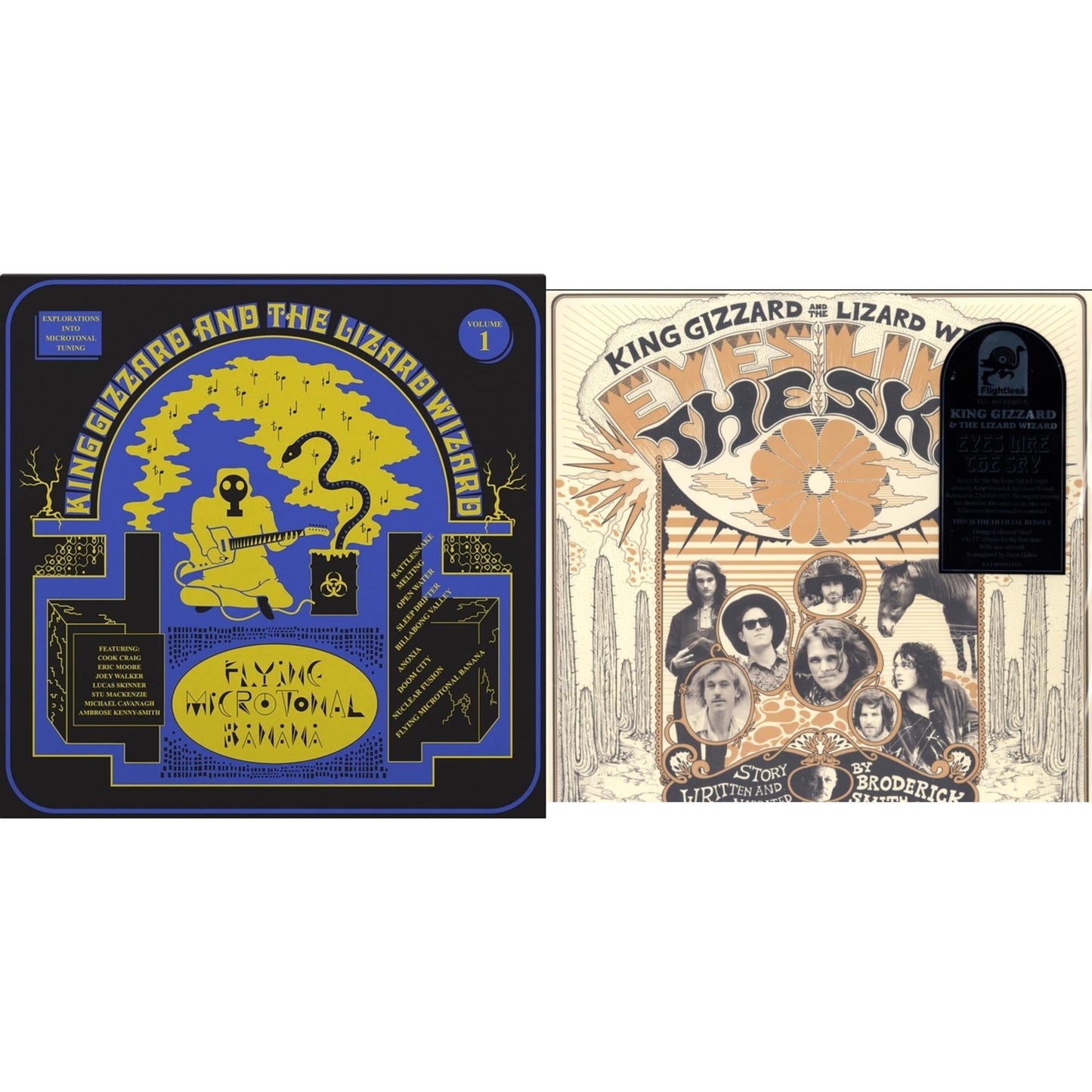 King Gizzard & The Lizard Wizard - Eyes Likes The Sky (Peach LP Vinyl) & Flying Microtonal Banana (Randomly Colored Recycled LP Vinyl)