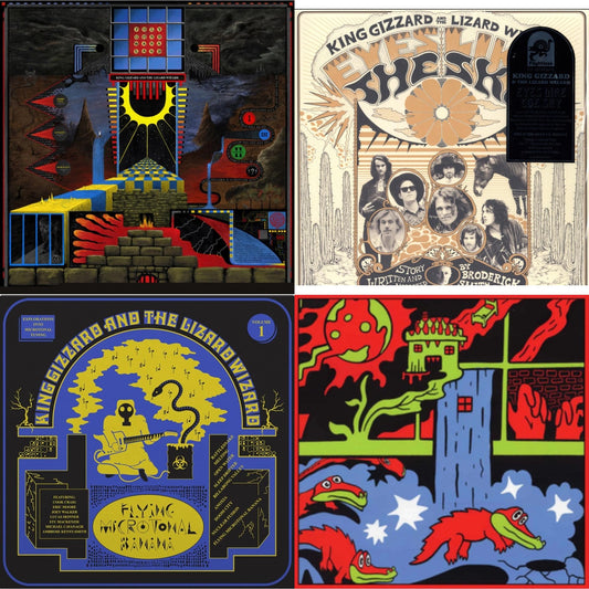 King Gizzard & The Lizard Wizard - Live In Paris '19 (Fuzz Club Official Bootleg) & Polygondwanaland & Eyes Likes The Sky (Peach LP Vinyl) & Flying Microtonal Banana (Randomly Colored Recycled LP Vinyl)