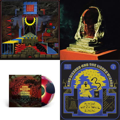 King Gizzard & The Lizard Wizard - Polygondwanaland & Infest The Rats' Nest (Red/Black LP Vinyl) & Nonagon Infinity (Yellow/Red/Black LP Vinyl) & Flying Microtonal Banana (Randomly Colored Recycled LP Vinyl)