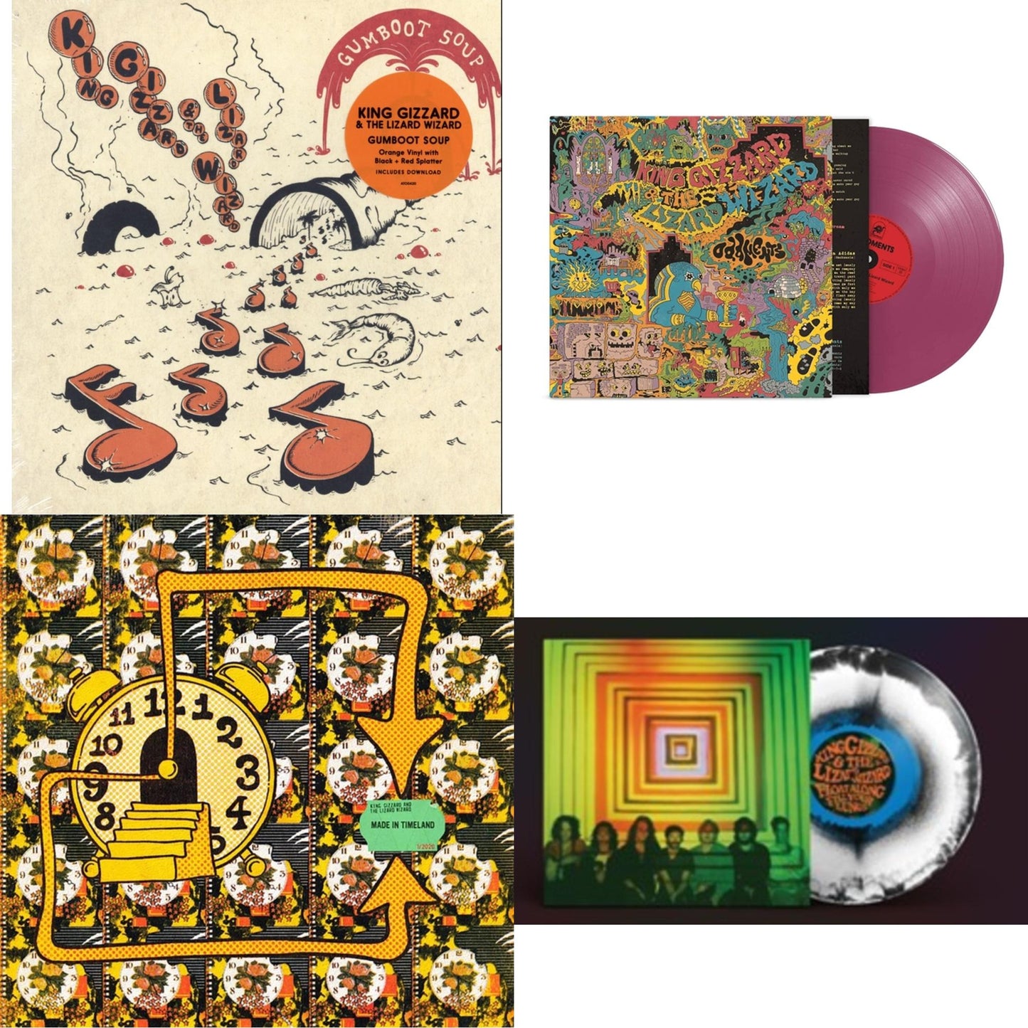 King Gizzard & The Lizard Wizard - Gumboot Soup & Oddments (Plum LP Vinyl) & Made In Timeland & Float Along - Fill Your Lungs (Venusian Sky Color LP Vinyl)