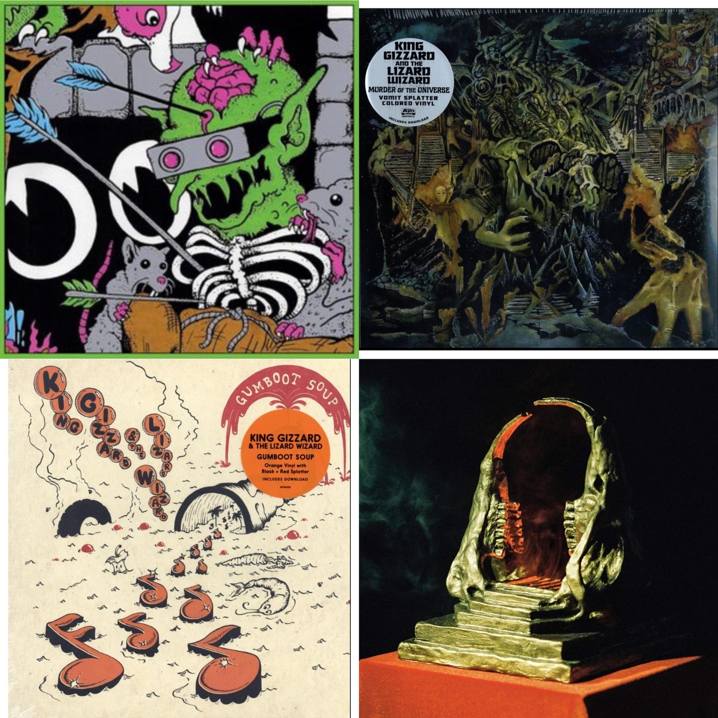 King Gizzard & The Lizard Wizard - Live In Brussels '19 (140G/3LP) & Murder Of The Universe (Transparent Green W/Mustard Yelow Splatter LP Vinyl) & Gumboot Soup & Infest The Rats' Nest (Red/Black LP Vinyl)