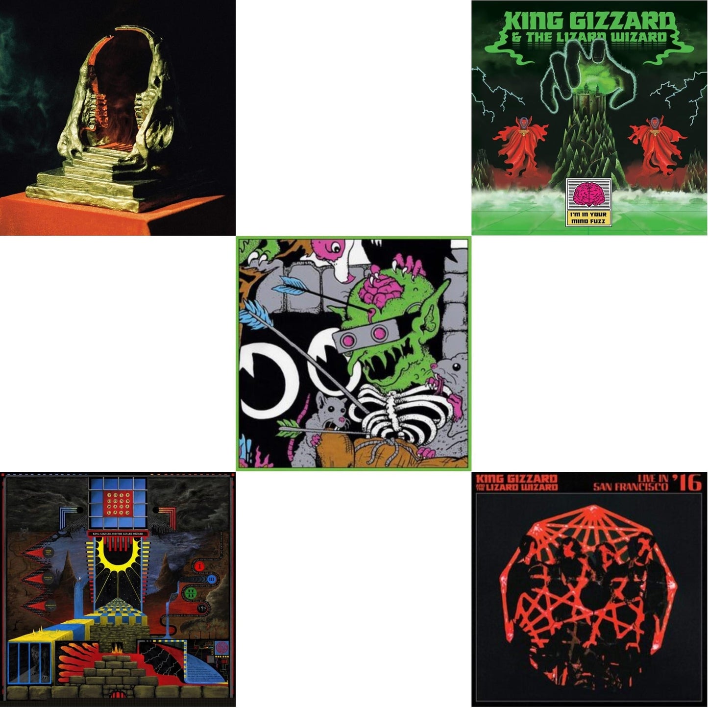 King Gizzard & The Lizard Wizard - I'm In Your Mind Fuzz & Live In Brussels '19 (140G/3LP) & Polygondwanaland & Infest The Rats' Nest (Red/Black LP Vinyl) & Live In San Francisco '16 (Deluxe/2LP/Fog/Sunburst Vinyl)