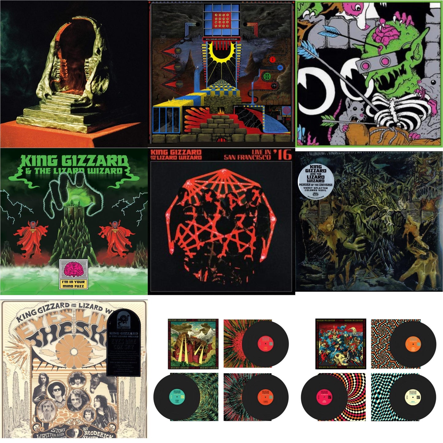 King Gizzard & The Lizard Wizard - Live In Brussels '19 (Fuzz Club Official Bootleg) & Live In Adelaide '19 (Fuzz Club Official Bootleg) & I'm In Your Mind Fuzz & Live In Brussels '19 (140G/3LP) & Murder Of The Universe (Transparent Green W/Mustard