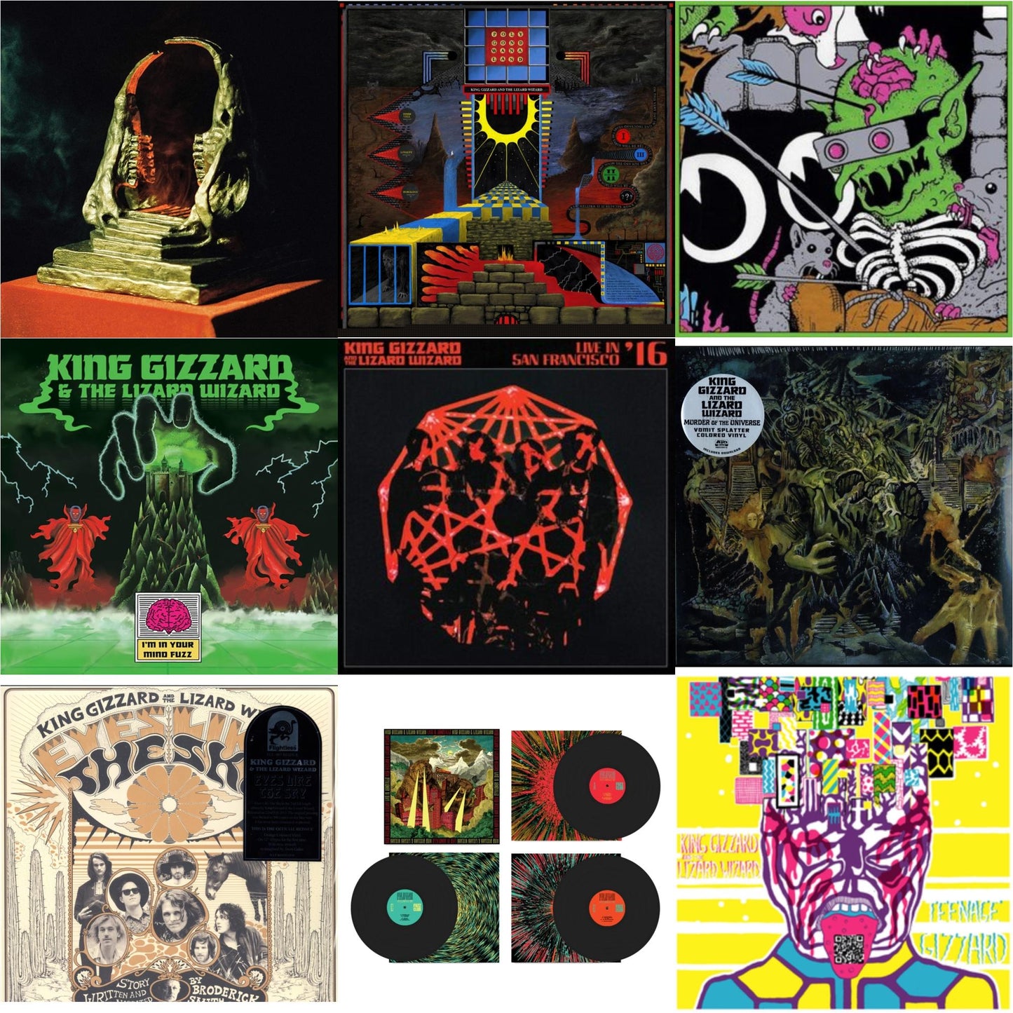 King Gizzard & The Lizard Wizard - Live In Adelaide '19 (Fuzz Club Official Bootleg) & Teenage Gizzard (Fuzz Club Official Bootleg) (Deluxe Edition) & I'm In Your Mind Fuzz & Live In Brussels '19 (140G/3LP) & Murder Of The Universe (Transparent Green