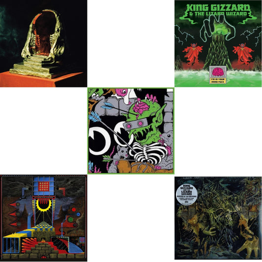 King Gizzard & The Lizard Wizard - I'm In Your Mind Fuzz & Live In Brussels '19 (140G/3LP) & Murder Of The Universe (Transparent Green W/Mustard Yelow Splatter LP Vinyl) & Polygondwanaland & Infest The Rats' Nest (Red/Black LP Vinyl)