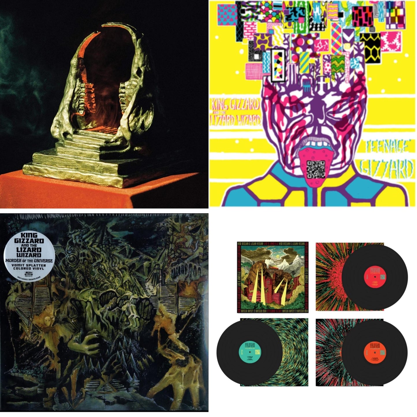 King Gizzard & The Lizard Wizard - Live In Adelaide '19 (Fuzz Club Official Bootleg) & Teenage Gizzard (Fuzz Club Official Bootleg) (Deluxe Edition) & Murder Of The Universe (Transparent Green W/Mustard Yelow Splatter LP Vinyl) & Infest The Rats'