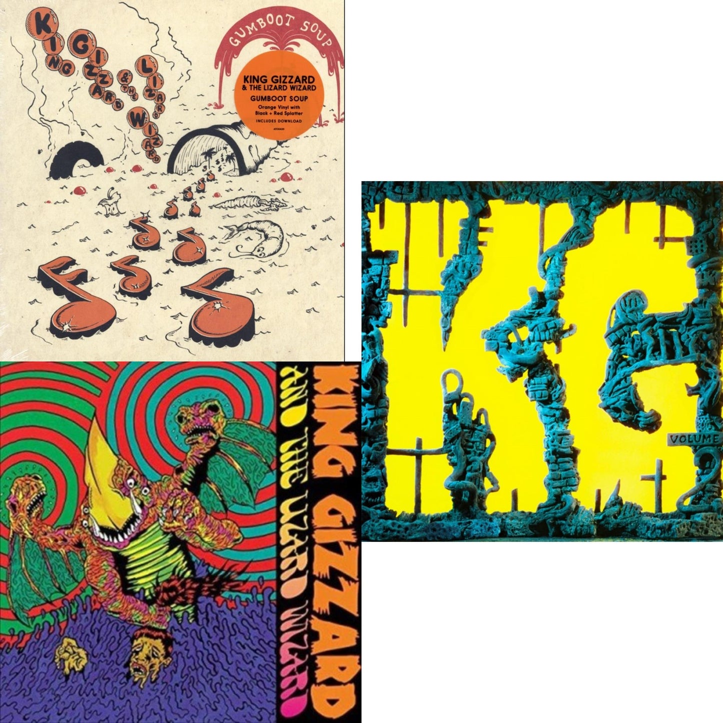 King Gizzard & The Lizard Wizard - Gumboot Soup & Willoughby's Beach (Tangerine LP Vinyl) & K.G. (X)