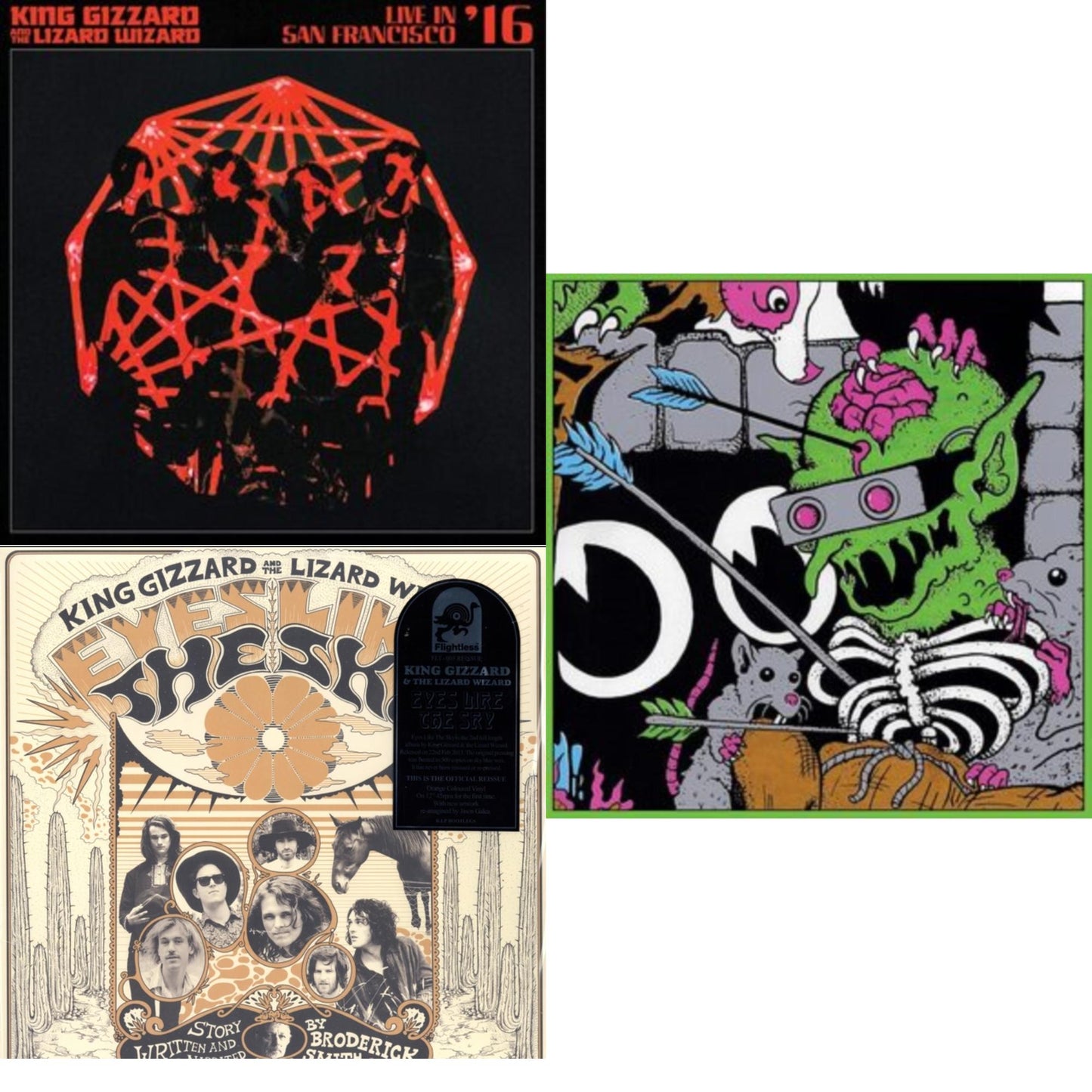 King Gizzard & The Lizard Wizard - Live In Brussels '19 (140G/3LP) & Eyes Likes The Sky (Peach LP Vinyl) & Live In San Francisco '16 (Deluxe/2LP/Fog/Sunburst Vinyl)