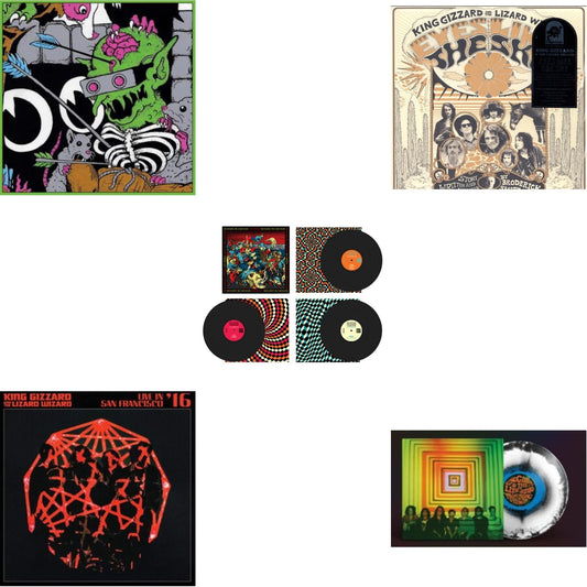 King Gizzard & The Lizard Wizard - Live In Brussels '19 (Fuzz Club Official Bootleg) & Live In Brussels '19 (140G/3LP) & Eyes Likes The Sky (Peach LP Vinyl) & Live In San Francisco '16 (Deluxe/2LP/Fog/Sunburst Vinyl) & Float Along - Fill Your Lungs