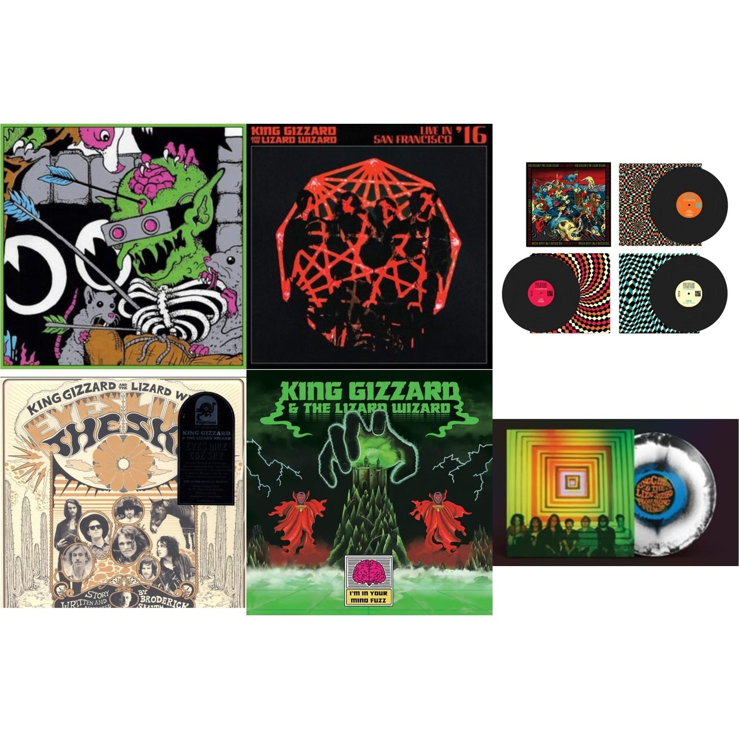 King Gizzard & The Lizard Wizard - Live In Brussels '19 (Fuzz Club Official Bootleg) & I'm In Your Mind Fuzz & Live In Brussels '19 (140G/3LP) & Eyes Likes The Sky (Peach LP Vinyl) & Live In San Francisco '16 (Deluxe/2LP/Fog/Sunburst Vinyl) & Float