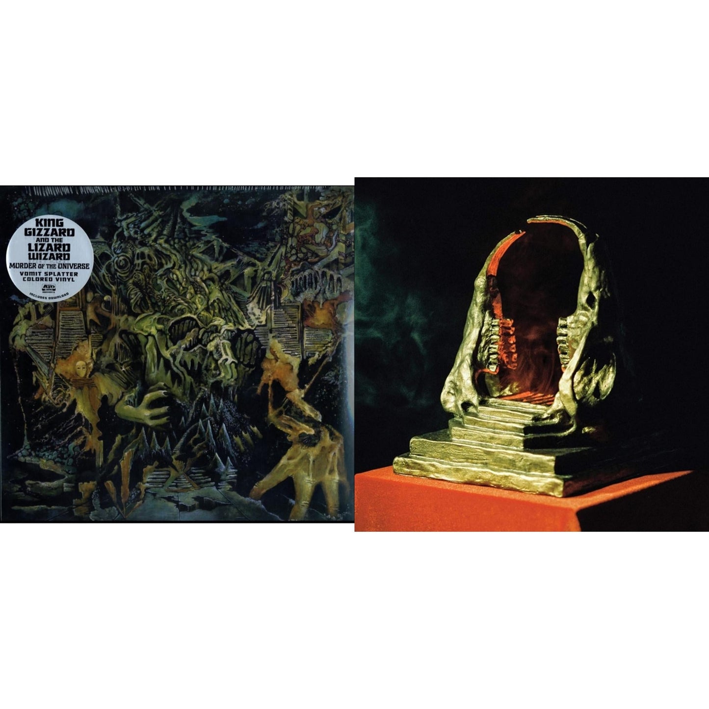 King Gizzard & The Lizard Wizard - Murder Of The Universe (Transparent Green W/Mustard Yelow Splatter LP Vinyl) & Infest The Rats' Nest (Red/Black LP Vinyl)