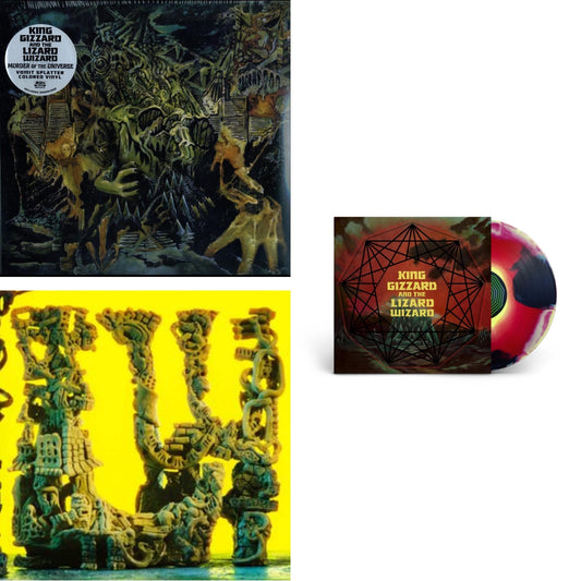 King Gizzard & The Lizard Wizard - L.W. & Murder Of The Universe (Transparent Green W/Mustard Yelow Splatter LP Vinyl) & Nonagon Infinity (Yellow/Red/Black LP Vinyl)
