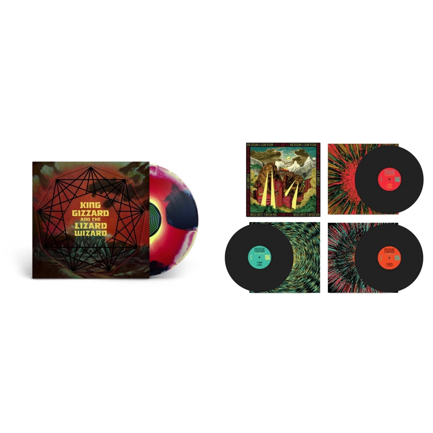 King Gizzard & The Lizard Wizard - Nonagon Infinity (Yellow/Red/Black LP Vinyl) & Live In Adelaide '19 (Fuzz Club Official Bootleg)