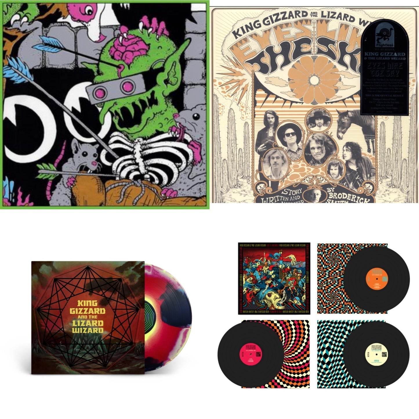 King Gizzard & The Lizard Wizard - Live In Brussels '19 (140G/3LP) & Eyes Likes The Sky (Peach LP Vinyl) & Nonagon Infinity (Yellow/Red/Black LP Vinyl) & Live In Brussels '19 (Fuzz Club Official Bootleg)