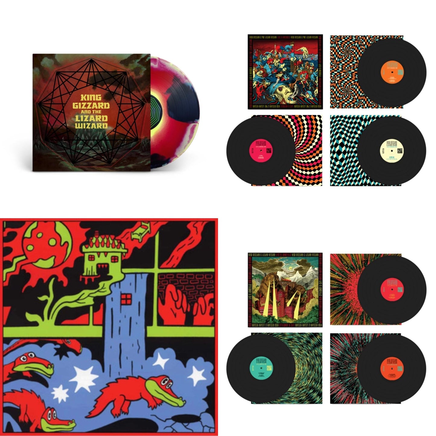 King Gizzard & The Lizard Wizard - Nonagon Infinity (Yellow/Red/Black LP Vinyl) & Live In Brussels '19 (Fuzz Club Official Bootleg) & Live In Paris '19 (Fuzz Club Official Bootleg) & Live In Adelaide '19 (Fuzz Club Official Bootleg)