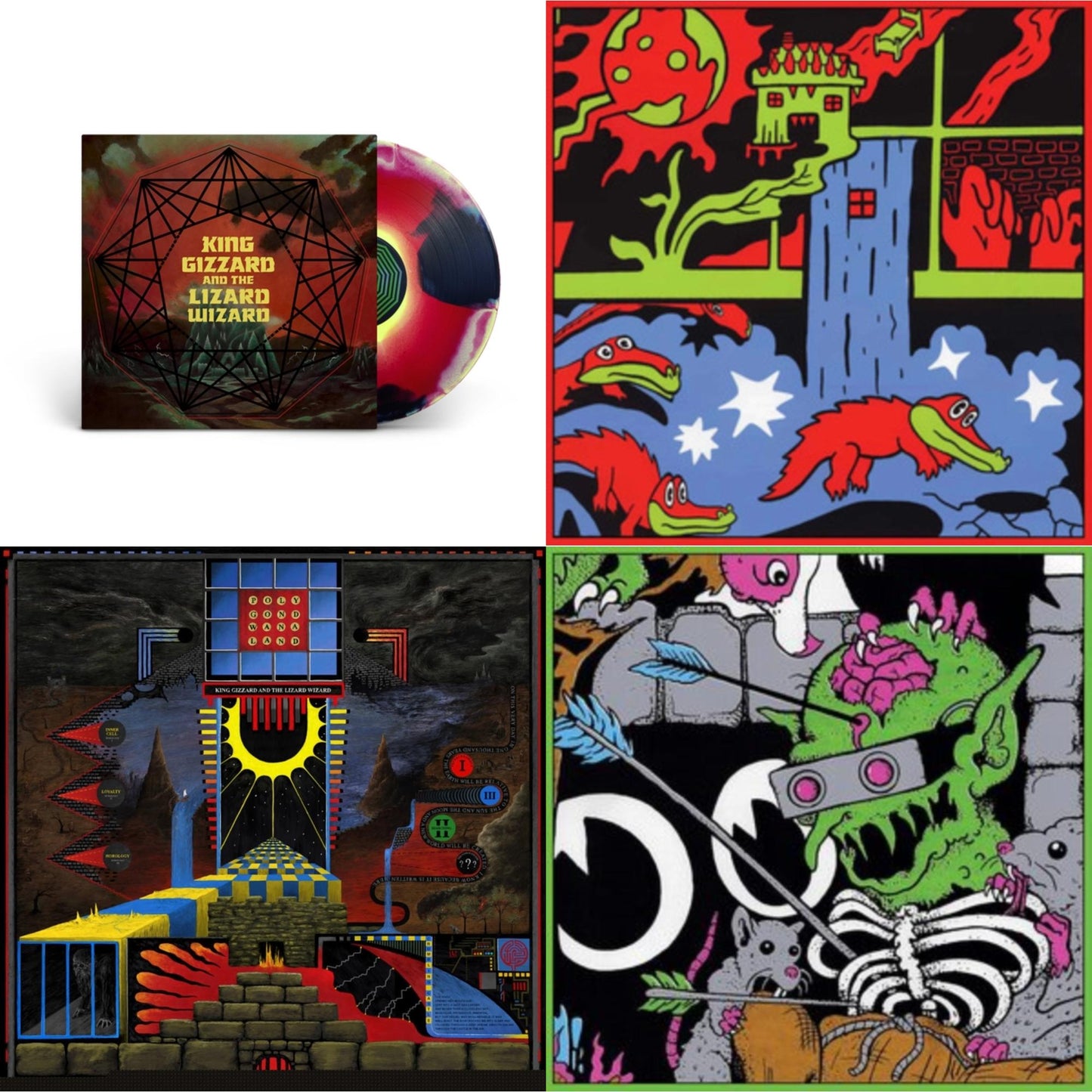 King Gizzard & The Lizard Wizard - Nonagon Infinity (Yellow/Red/Black LP Vinyl) & Live In Paris '19 (Fuzz Club Official Bootleg) & Polygondwanaland & Live In Brussels '19 (140G/3LP)