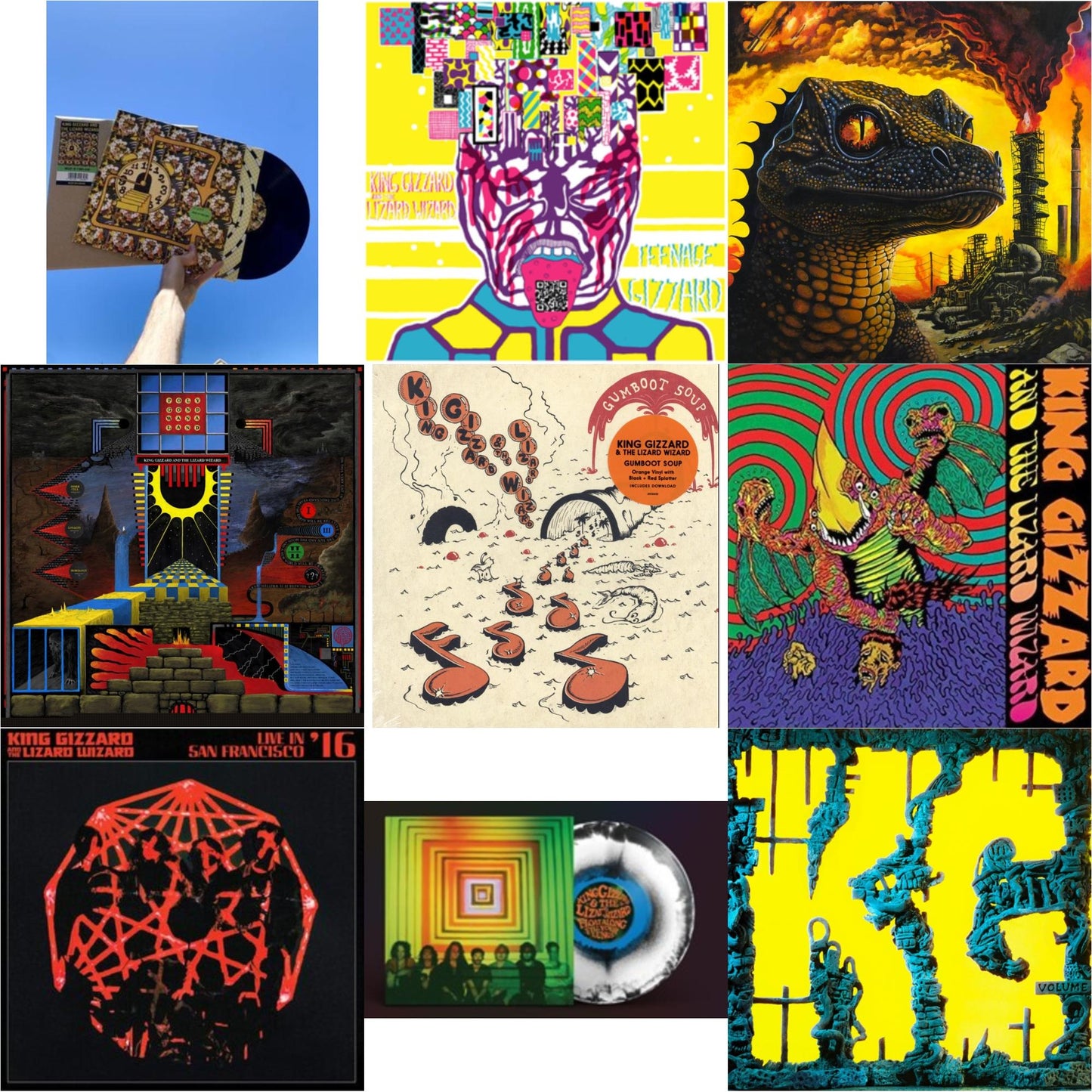 King Gizzard & The Lizard Wizard - Made In Timeland & Teenage Gizzard (Fuzz Club Official Bootleg) (Deluxe Edition) & Petrodragonic Apocalypse; Or Dawn Of Eternal Night: An Annihilation.. (Recycled Black Wax Vinyl/2LP) & Polygondwanaland & Gumboot