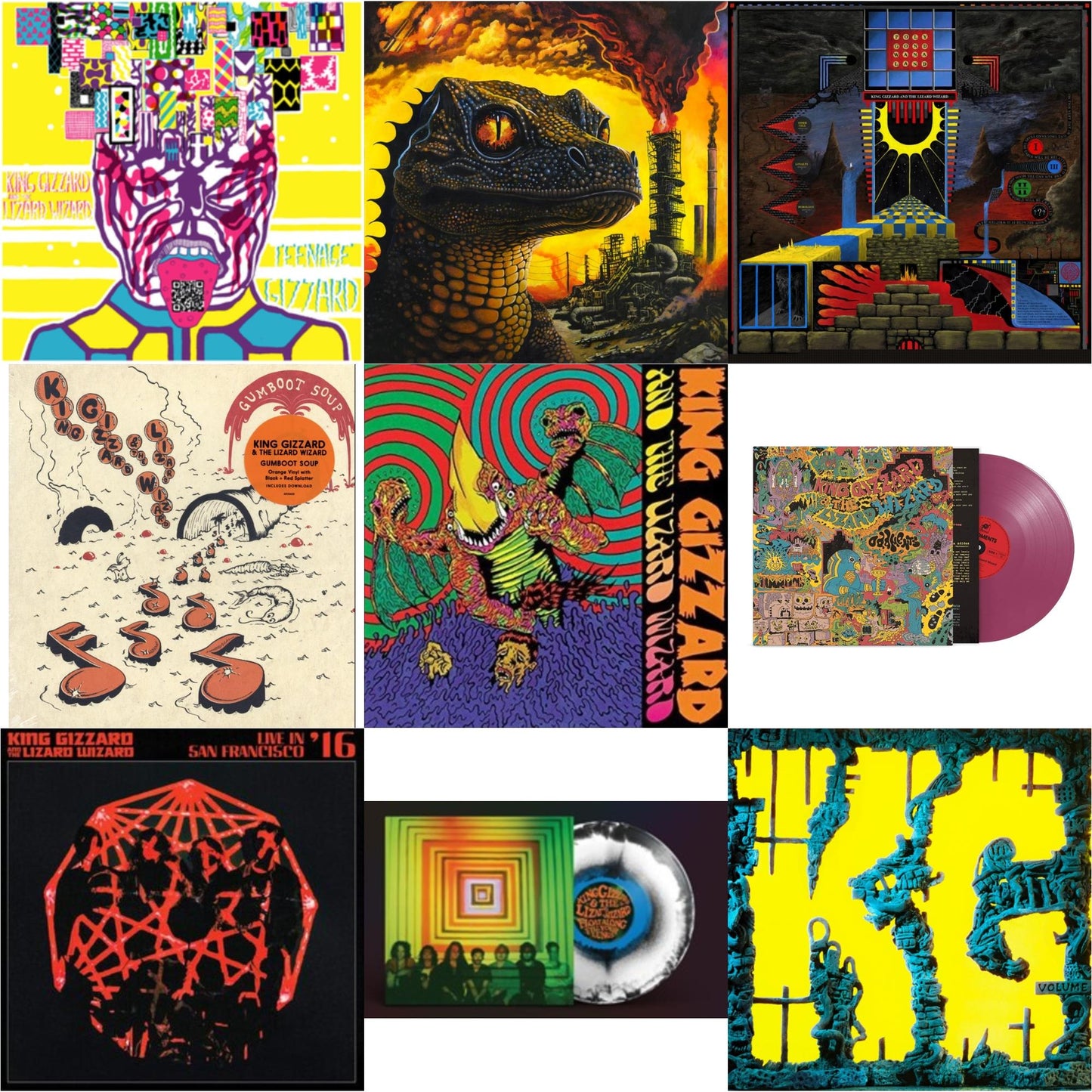 King Gizzard & The Lizard Wizard - Teenage Gizzard (Fuzz Club Official Bootleg) (Deluxe Edition) & Petrodragonic Apocalypse; Or Dawn Of Eternal Night: An Annihilation.. (Recycled Black Wax Vinyl/2LP) & Polygondwanaland & Gumboot Soup & Willoughby's