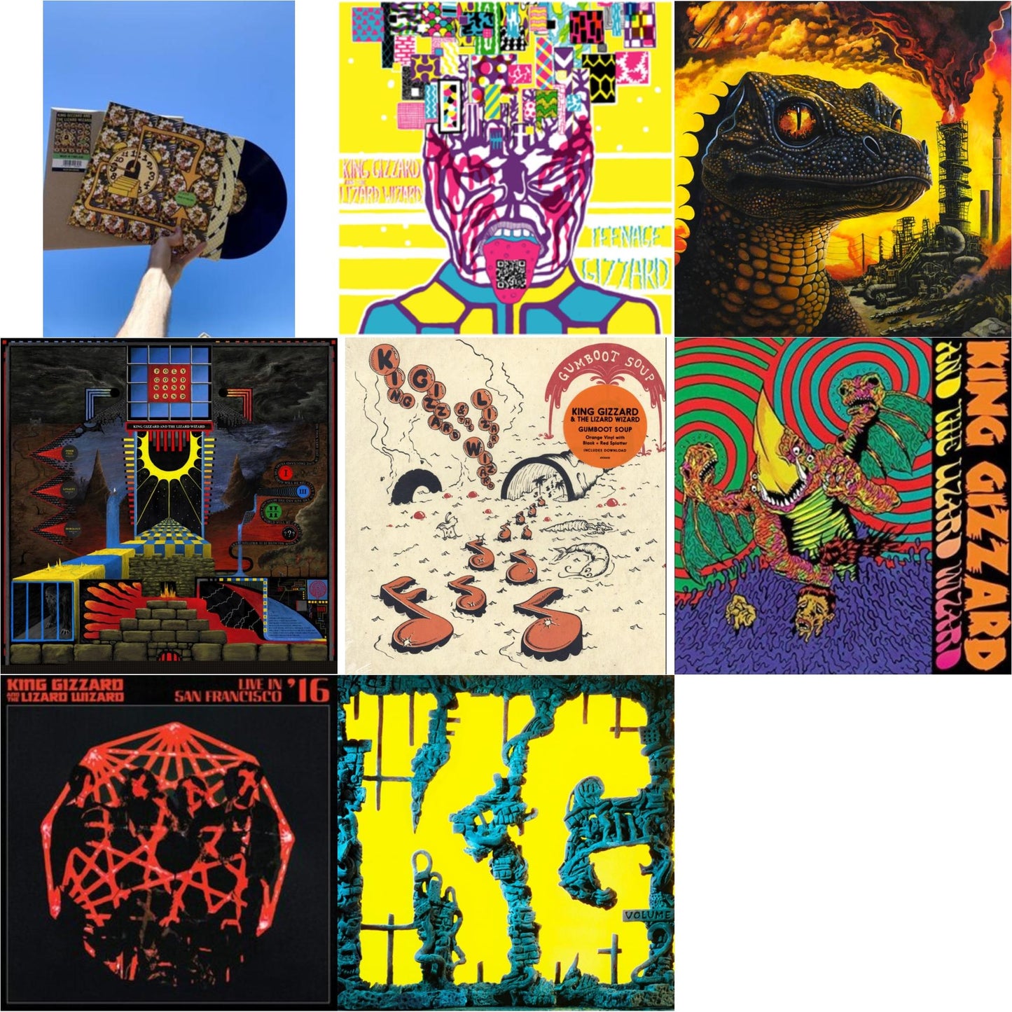 King Gizzard & The Lizard Wizard - Made In Timeland & Teenage Gizzard (Fuzz Club Official Bootleg) (Deluxe Edition) & Petrodragonic Apocalypse; Or Dawn Of Eternal Night: An Annihilation.. (Recycled Black Wax Vinyl/2LP) & Polygondwanaland & Gumboot