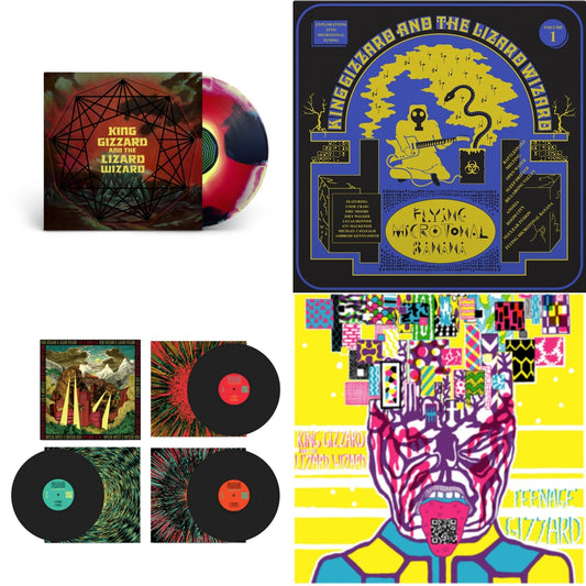 King Gizzard & The Lizard Wizard - Nonagon Infinity (Yellow/Red/Black LP Vinyl) & Flying Microtonal Banana (Randomly Colored Recycled LP Vinyl) & Live In Adelaide '19 (Fuzz Club Official Bootleg) & Teenage Gizzard (Fuzz Club Official Bootleg) (Deluxe
