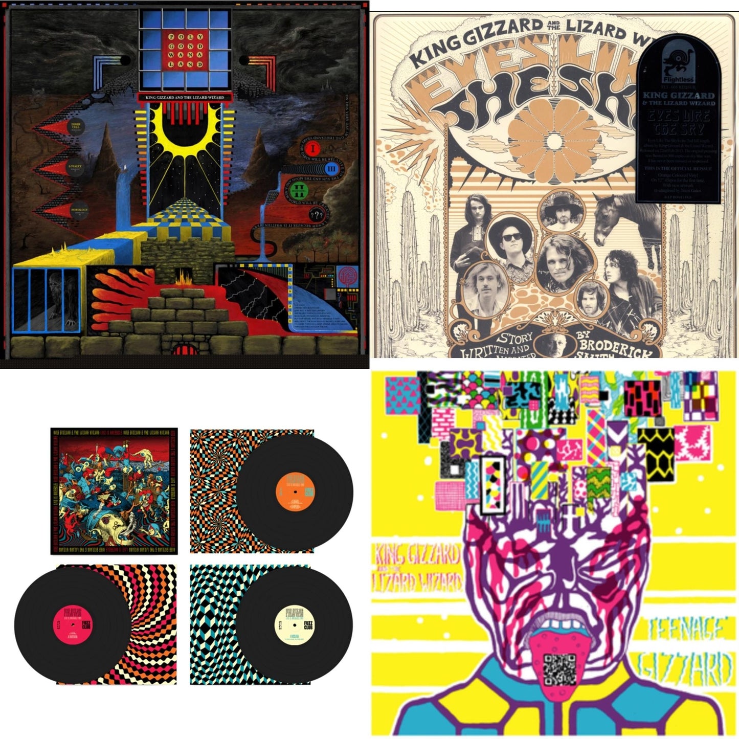 King Gizzard & The Lizard Wizard - Live In Brussels '19 (Fuzz Club Official Bootleg) & Teenage Gizzard (Fuzz Club Official Bootleg) (Deluxe Edition) & Polygondwanaland & Eyes Likes The Sky (Peach LP Vinyl)