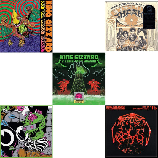 King Gizzard & The Lizard Wizard - I'm In Your Mind Fuzz & Live In Brussels '19 (140G/3LP) & Willoughby's Beach (Tangerine LP Vinyl) & Eyes Likes The Sky (Peach LP Vinyl) & Live In San Francisco '16 (Deluxe/2LP/Fog/Sunburst Vinyl)