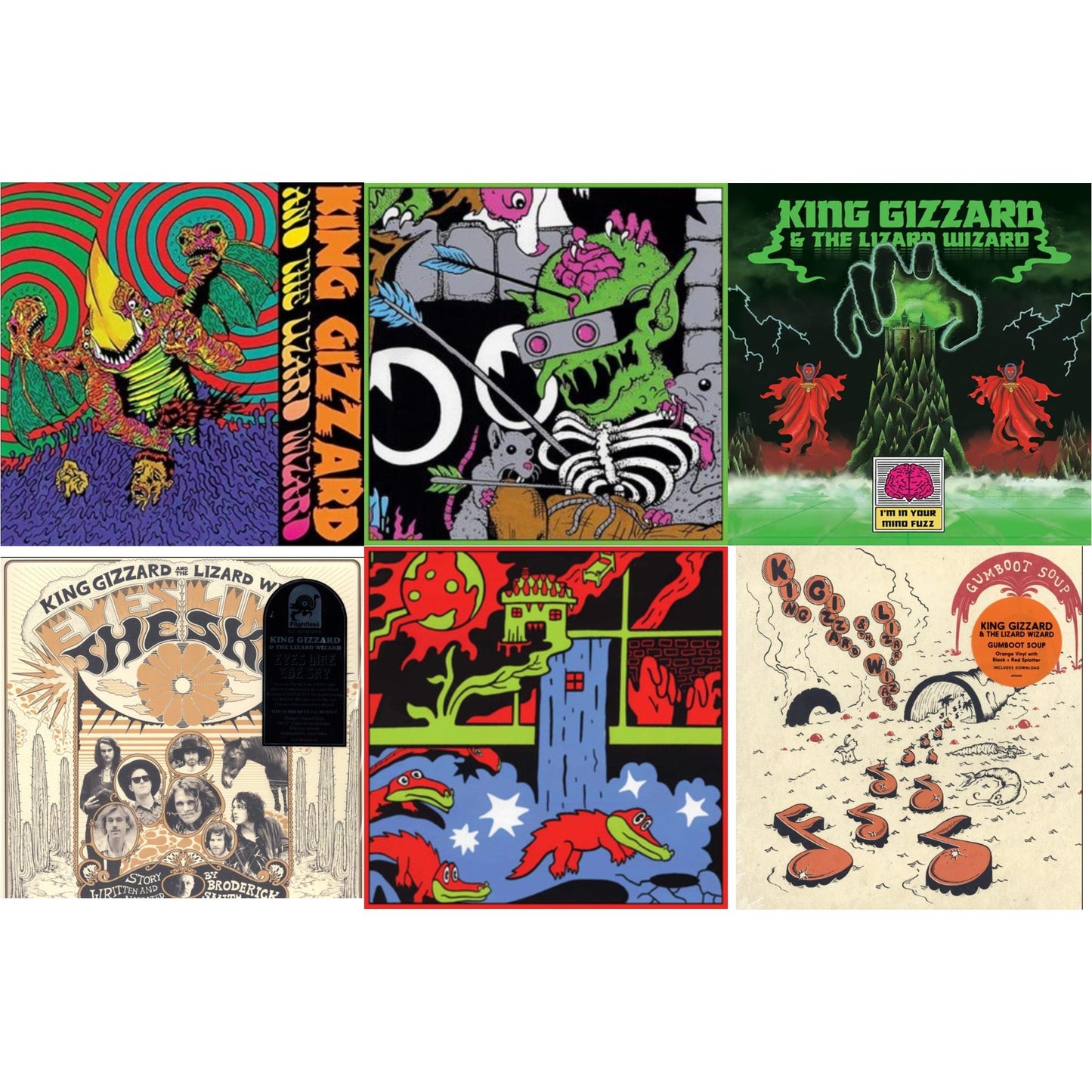 King Gizzard & The Lizard Wizard - Live In Paris '19 (Fuzz Club Official Bootleg) & I'm In Your Mind Fuzz & Live In Brussels '19 (140G/3LP) & Gumboot Soup & Willoughby's Beach (Tangerine LP Vinyl) & Eyes Likes The Sky (Peach LP Vinyl)