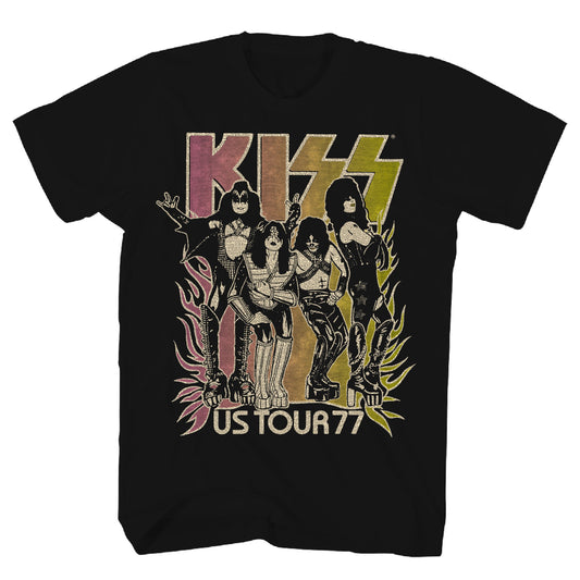 KISS U.S. Tour '77 Gradient Mens T Shirt Black