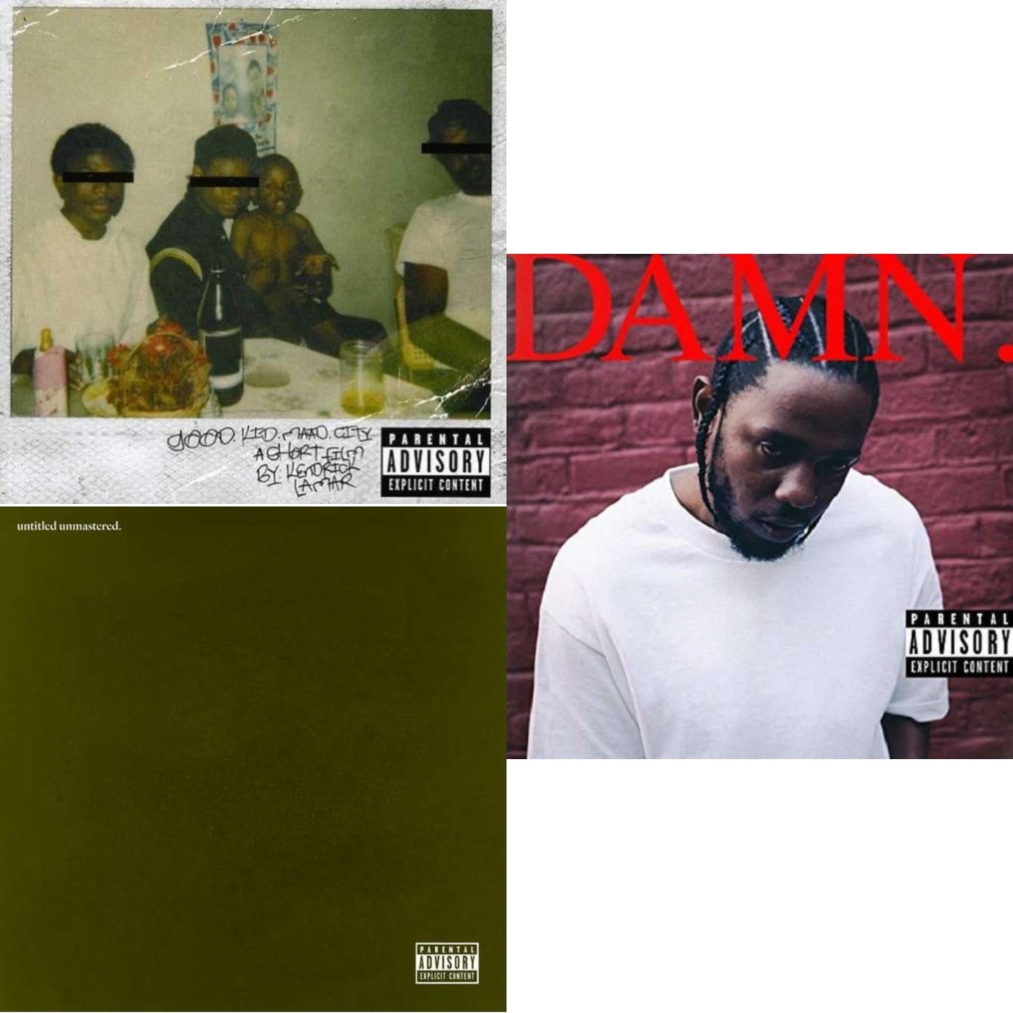 Kendrick Lamar - Good Kid, M.A.A.D City (Remixes) & Untitled Unmastered (X) & Damn. - CD Bundle