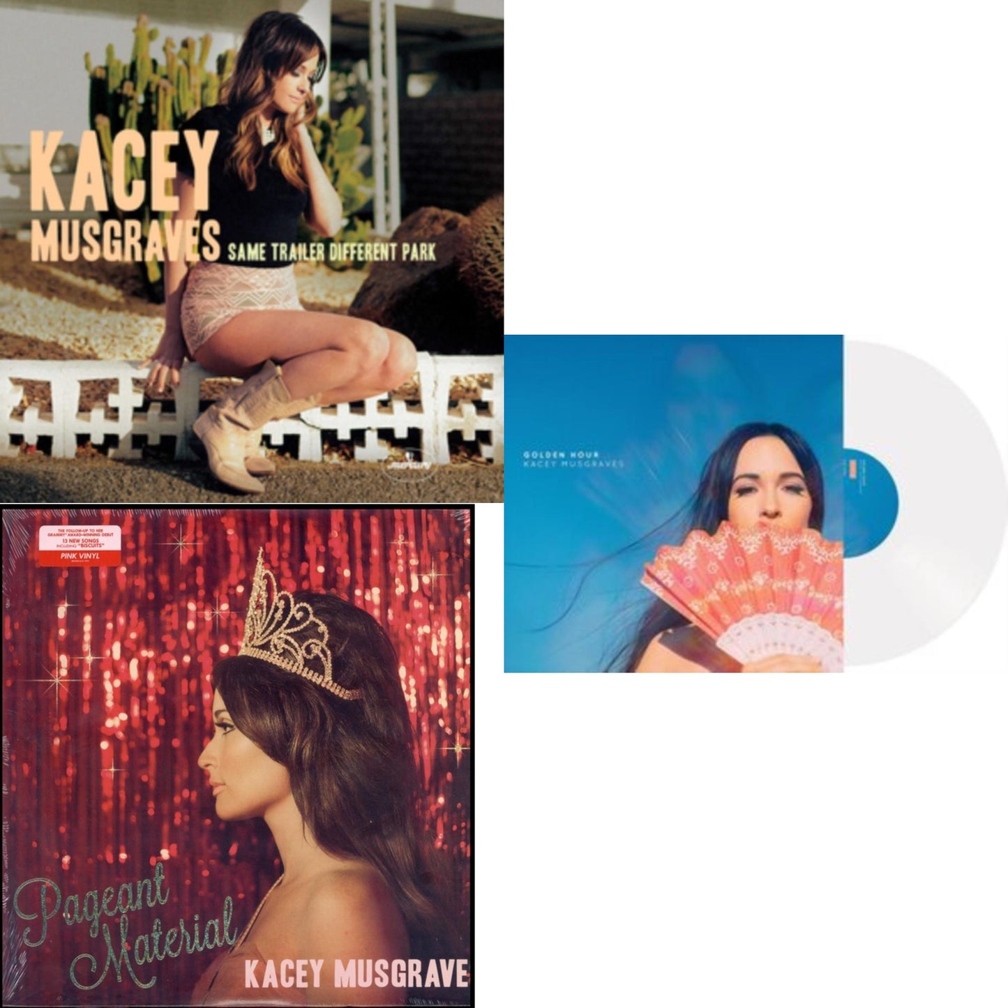 Kacey Musgraves - Same Trailer Different Park & Pageant Material (Pink/White LP Vinyl) & Golden Hour (LP)