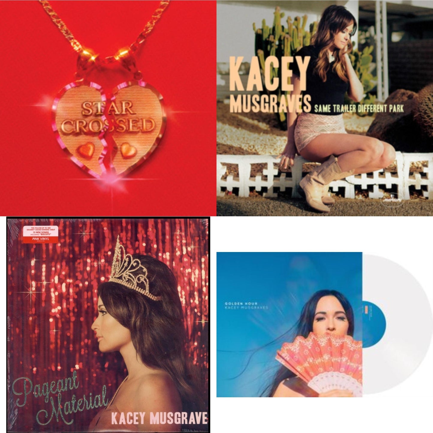 Kacey Musgraves - Star-Crossed (Sea Foam LP Vinyl) & Same Trailer Different Park & Pageant Material (Pink/White LP Vinyl) & Golden Hour (LP)