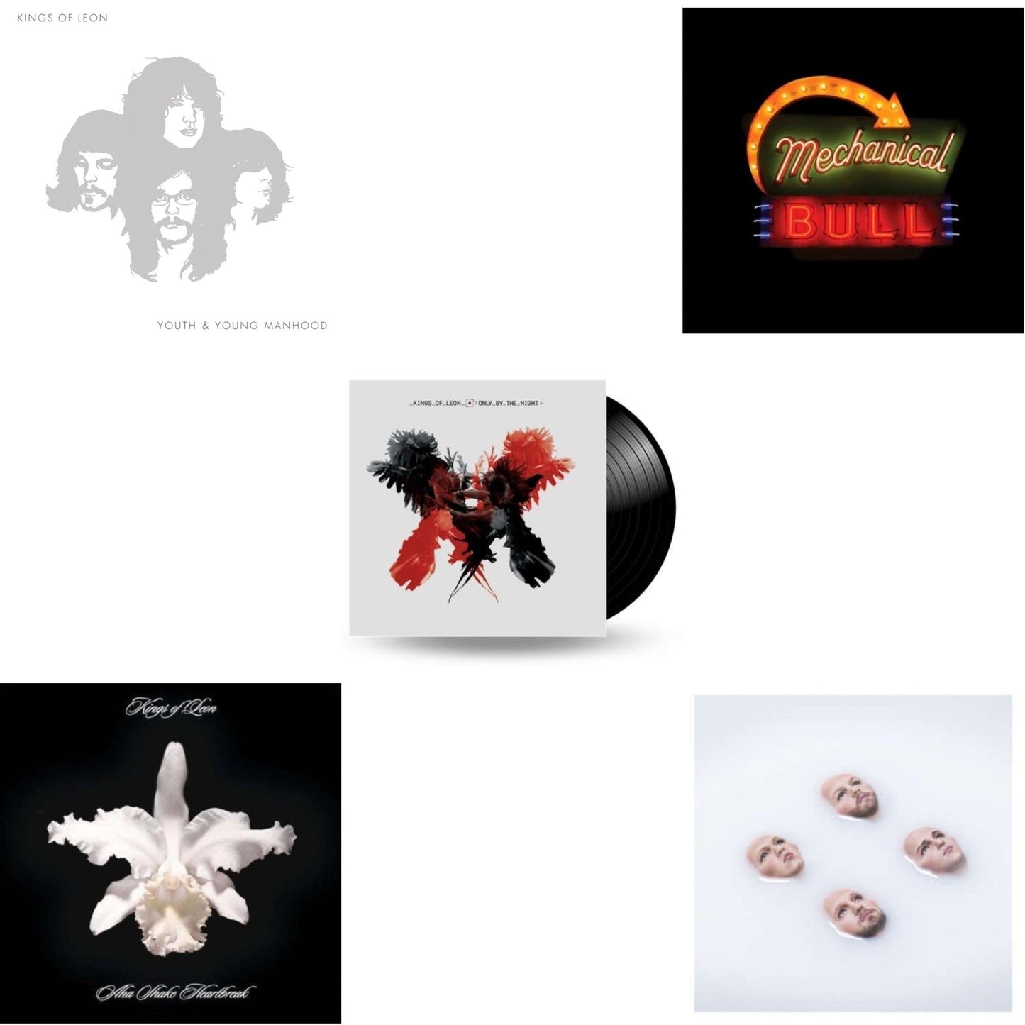 Kings Of Leon - Youth & Young Manhood (2LP/180G/Gatefold) & Aha Shake Heartbreak (2LP/180G/Gatefold) & Only By The Night & Mechanical Bull (2LP/180G/Dl Card/Gatefold) & Walls (180G/Gatefold/Dl Card)