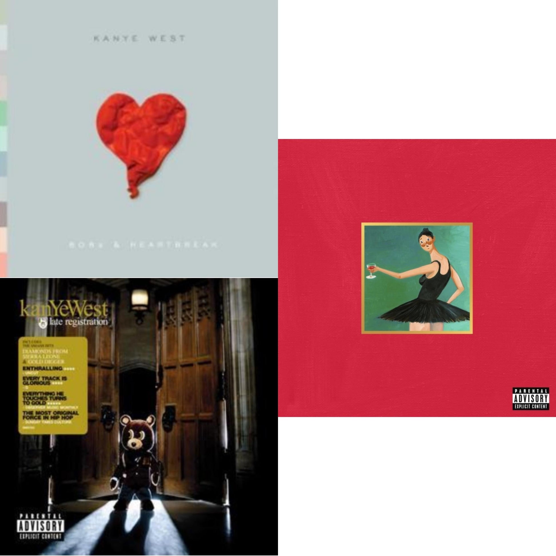 Kanye West - Late Registration & 808S & Heartbreak & My Beautiful Dark Twisted Fantasy - CD Bundle