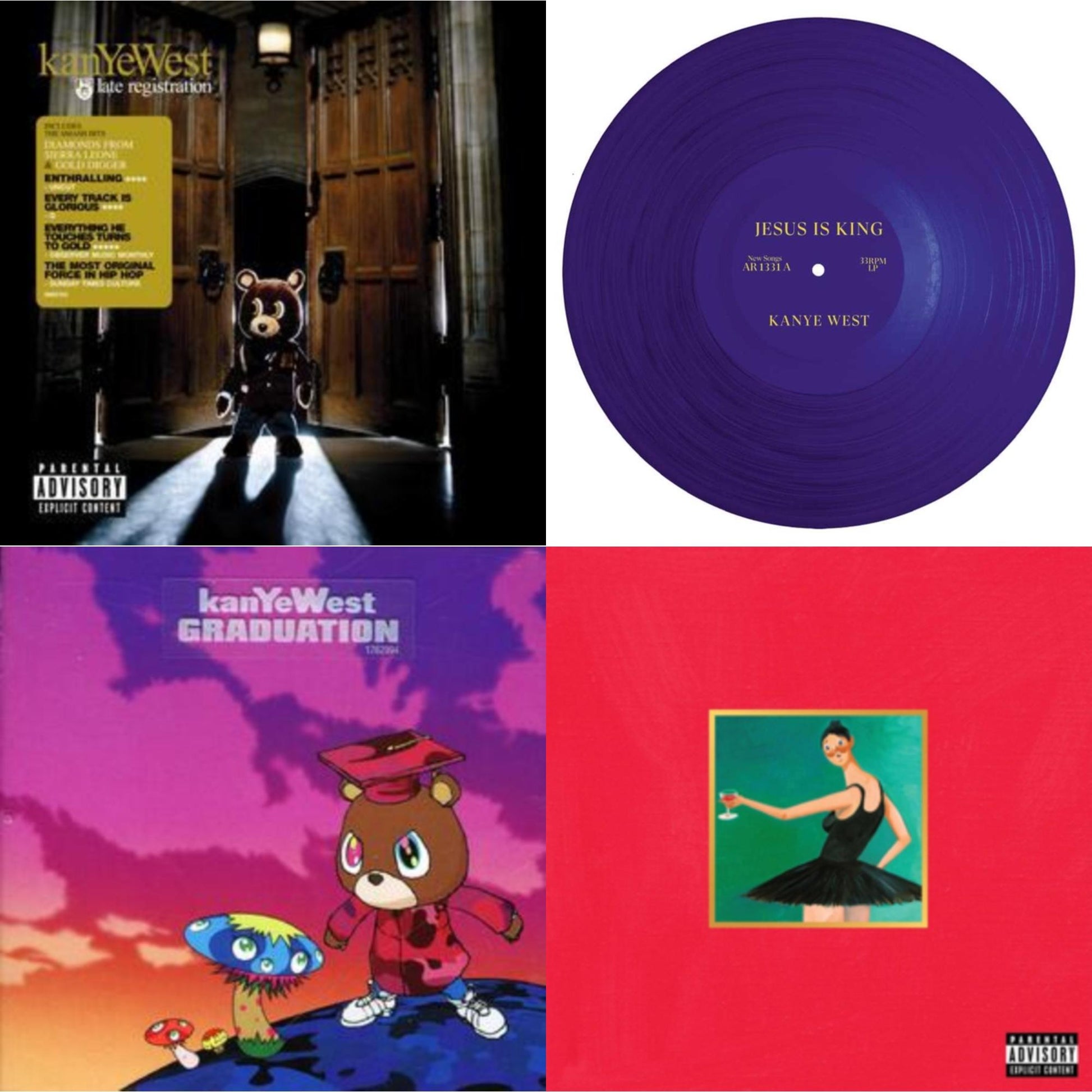 Kanye West - Late Registration & Jesus Is King & Graduation & My Beautiful Dark Twisted Fantasy - CD Bundle