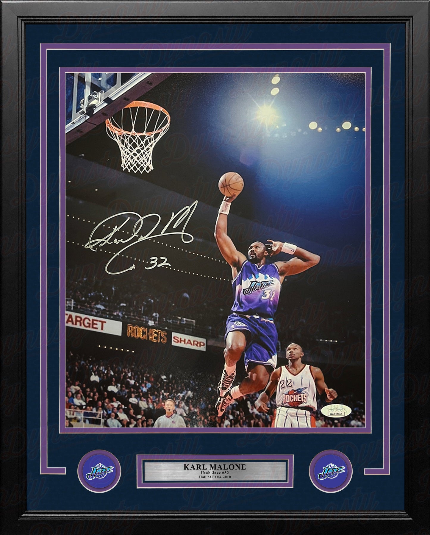 Karl Malone in Action Utah Jazz Autographed 11" x 14" Framed Basketball Photo