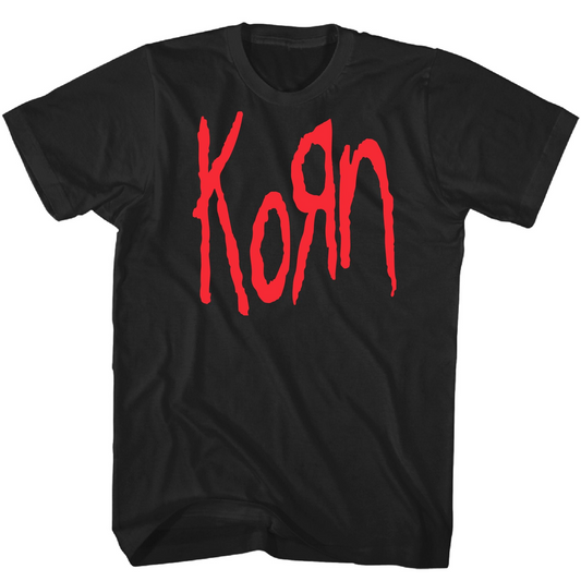 Korn Red Logo Mens T Shirt Black