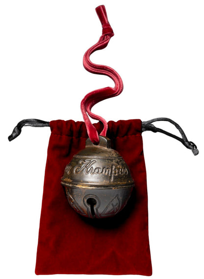 Krampus Bell Cursed Jingle Bell Metal Replica Xmas Ornament w/ Red Bag