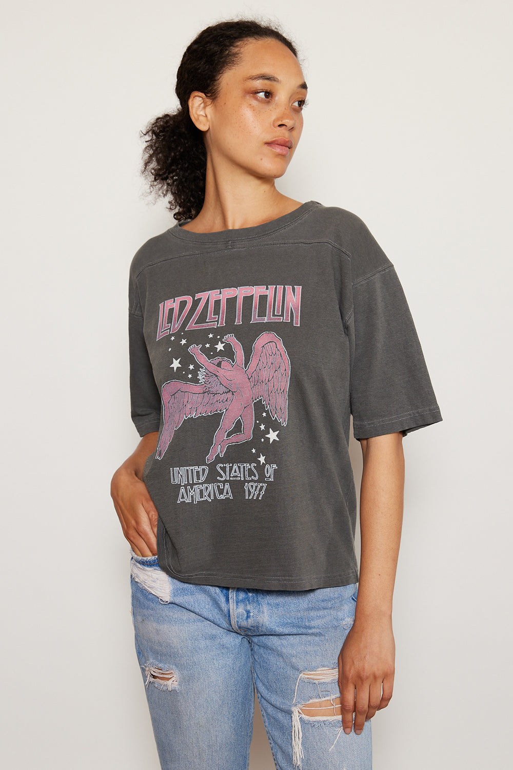 Led Zeppelin 1977 Icarus USA Tour Womens Tee Shirt Black