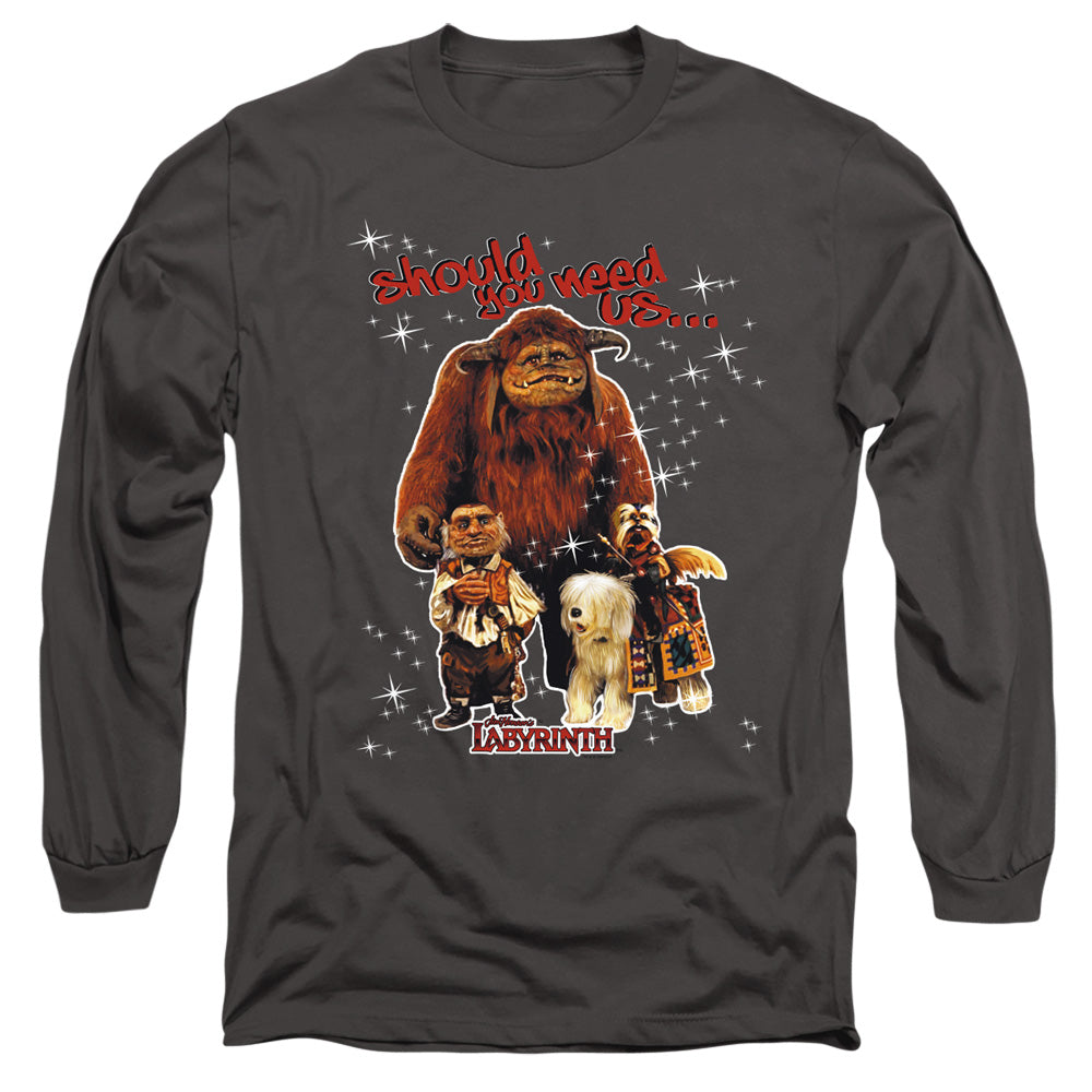 Labyrinth Should You Need Us Mens Long Sleeve Shirt Charcoal Officially Licensed Officially Licensed
