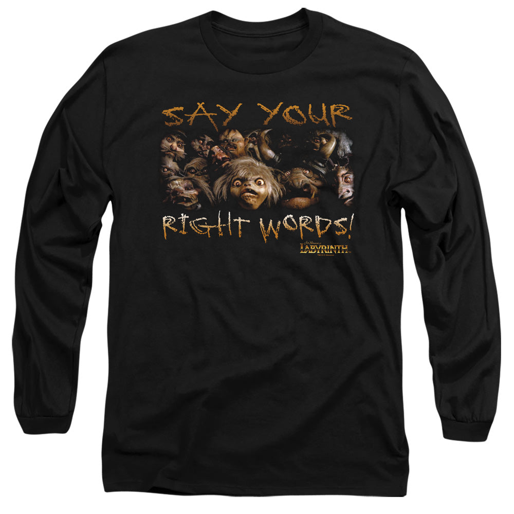 Labyrinth Say Your Right Words Mens Long Sleeve Shirt Black Officially Licensed Officially Licensed