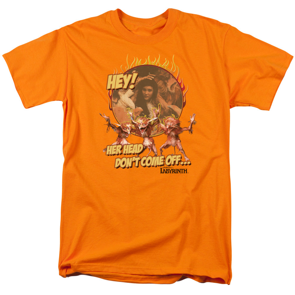 Labyrinth Head Dont Come Off Mens T Shirt Orange