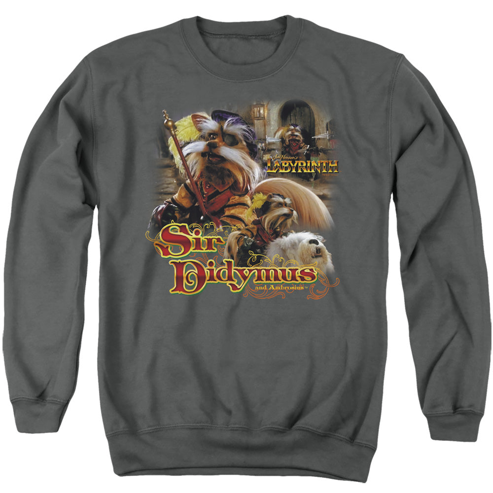 Labyrinth Sir Didymus Mens Crewneck Sweatshirt Charcoal Officially Licensed