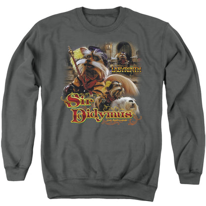 Labyrinth Sir Didymus Mens Crewneck Sweatshirt Charcoal Officially Licensed