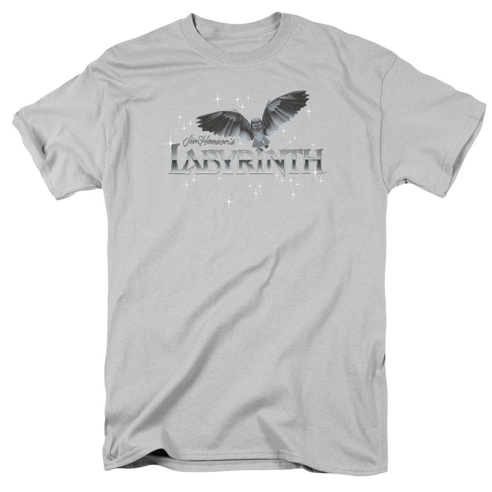 Labyrinth Owl Logo Mens T Shirt Silver