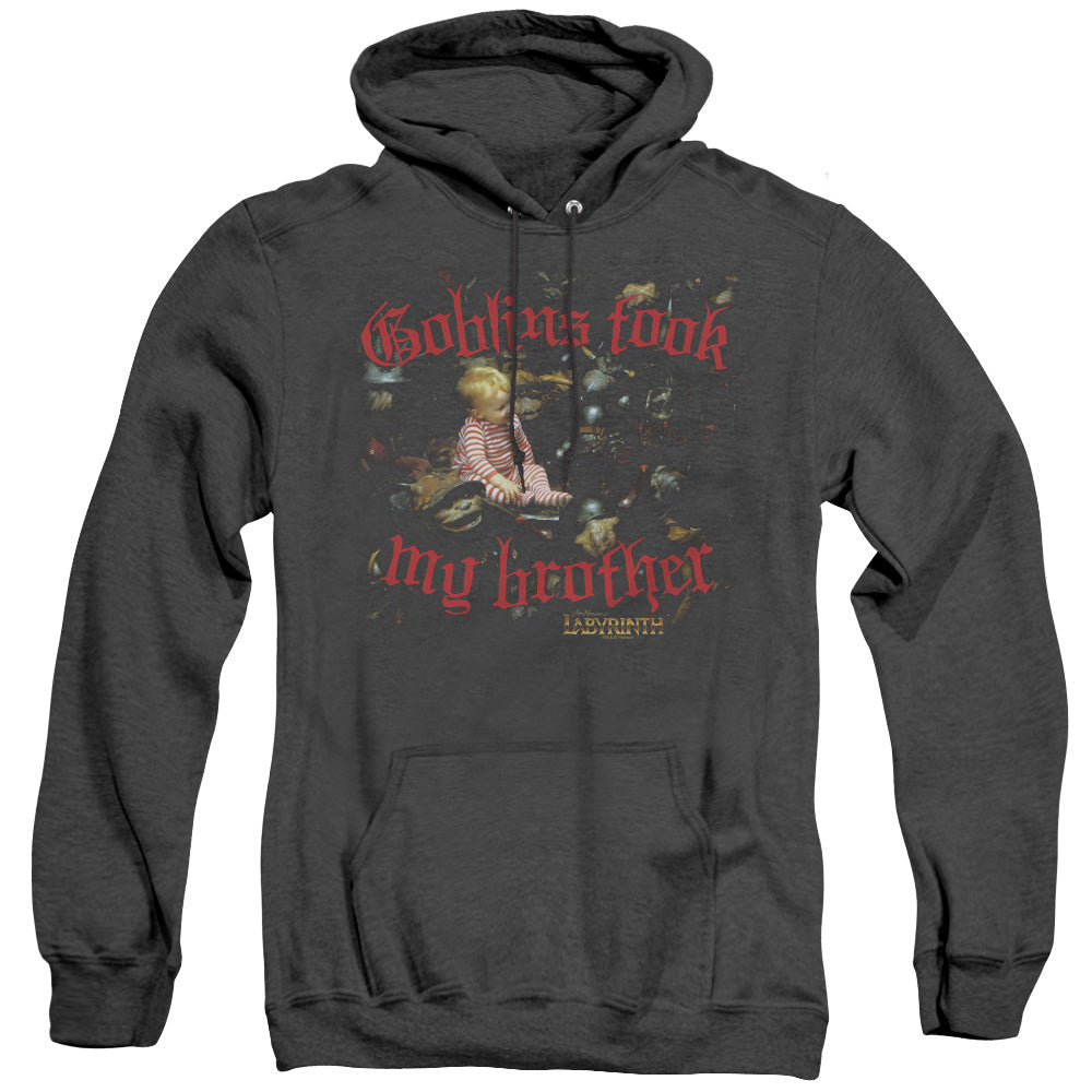 Labyrinth Goblins Took My Brother Heather Mens Hoodie Black Officially Licensed